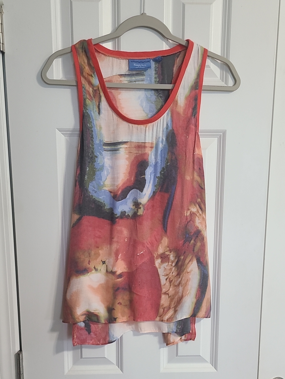 Simply Vera Vera Wang Coral Multicolor Abstract Tank - Picture 1 of 5